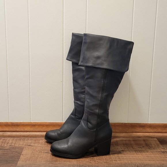 JUSTFAB Lewan women's over the knee beautiful black vegan lea boots. Sz: 7.5 - Picture 3 of 12
